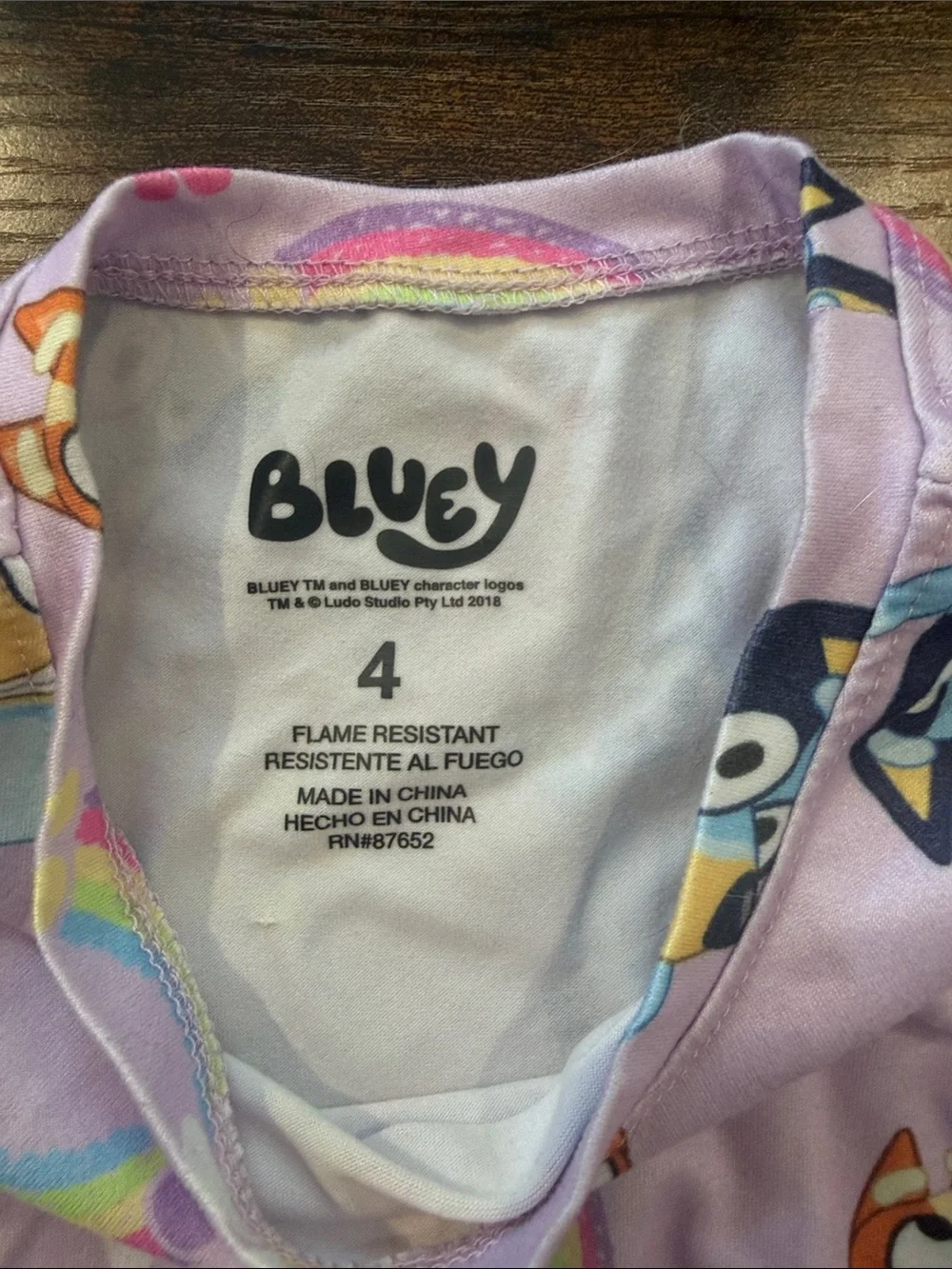 Bluey Print Pajama Set purple